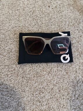 Quay Australia Beige Cat-Eye Sunglasses with Brown Lenses